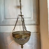 Suspension brass basket and glass vintage diamond tip