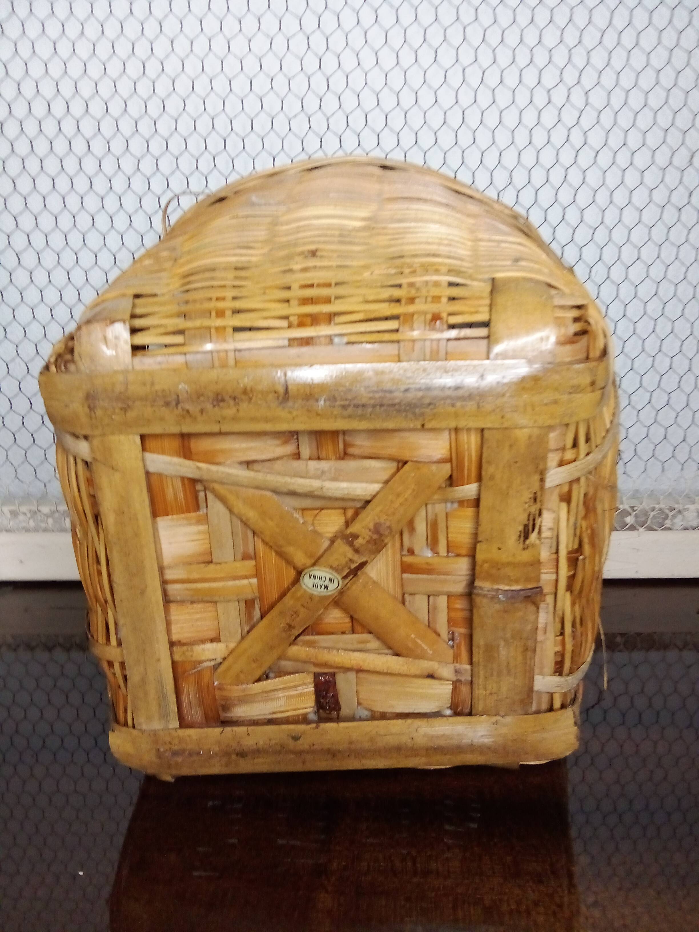 Vintage wicker plant pot
