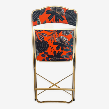Chaise pliante vintage upcyclée - orphée orange