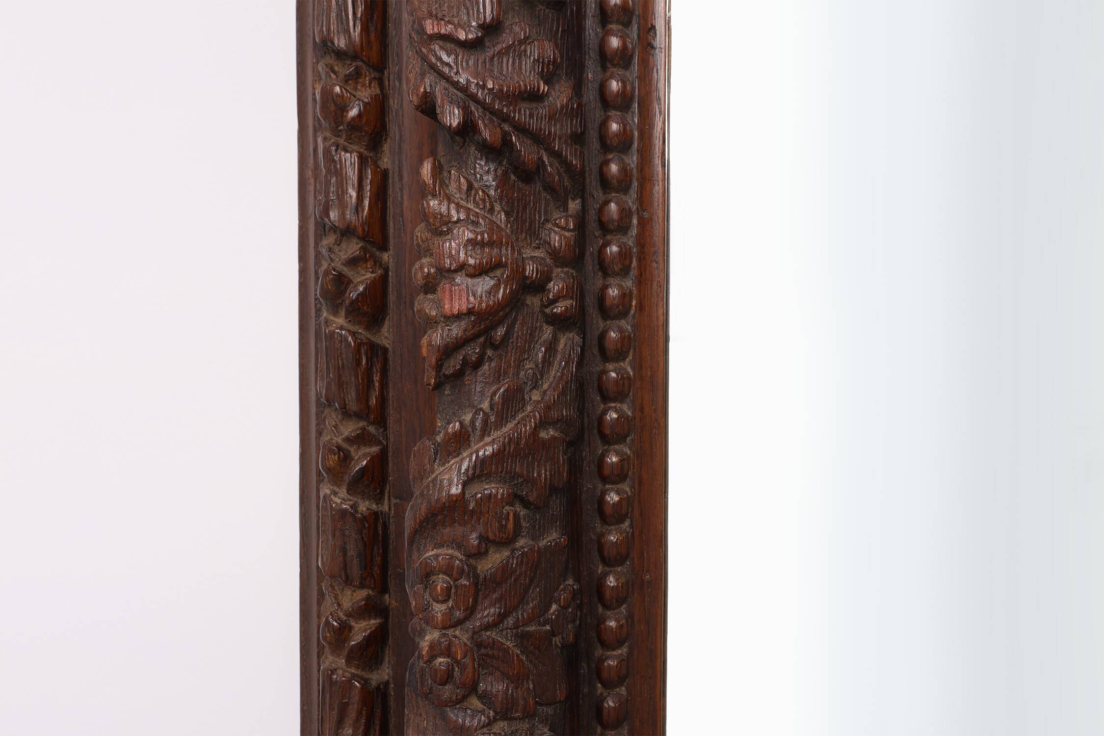 Large Antique French Carved Oak Mirror, Late 19th Century