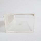 WMF box made of acrylic plexiglass and silver-plated lid, Sigrid Kupetz Design, jewelry box, napkin