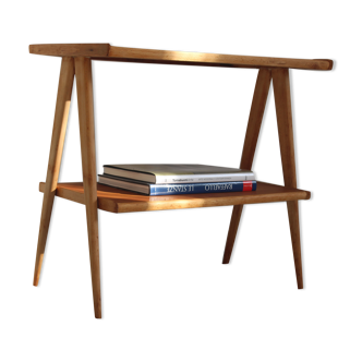 Table basse en bois de hêtre, restaurée, italie années 50