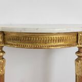 Gilded and carved wooden console table, marble top, circa 1880