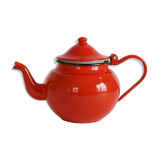 Red enamel teapot