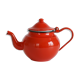 Red enamel teapot