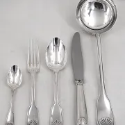 Christofle Vendôme Shell, cutlery set 49 pieces, silver-plated knives.