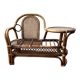 Rattan bench with round shelf