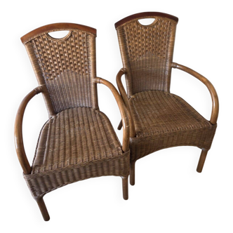 Fauteuils en osier vintage