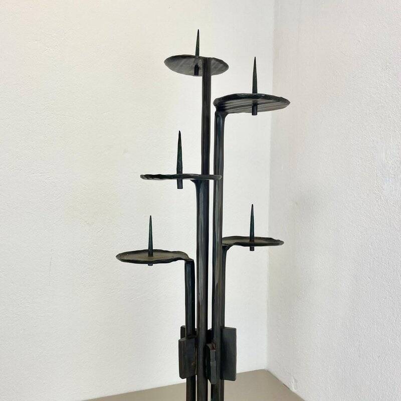 Large brutalist bronze candleholder by Manfred Bergmeister, Germany, 1970s