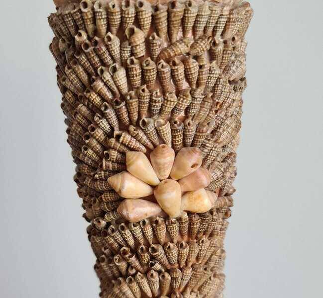 Vintage French shell vase 1960s brutalist coastal decor