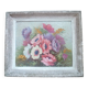 Framed floral painting signed Flo Presson, oil on panel by the painter Regi.