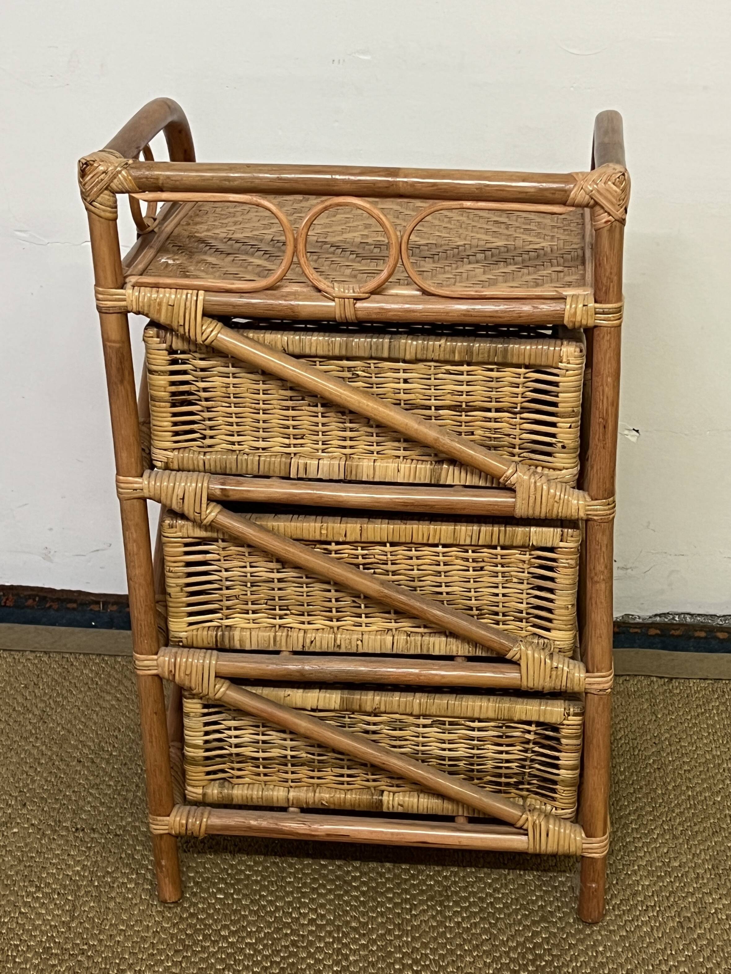 Vintage rattan chest of drawers