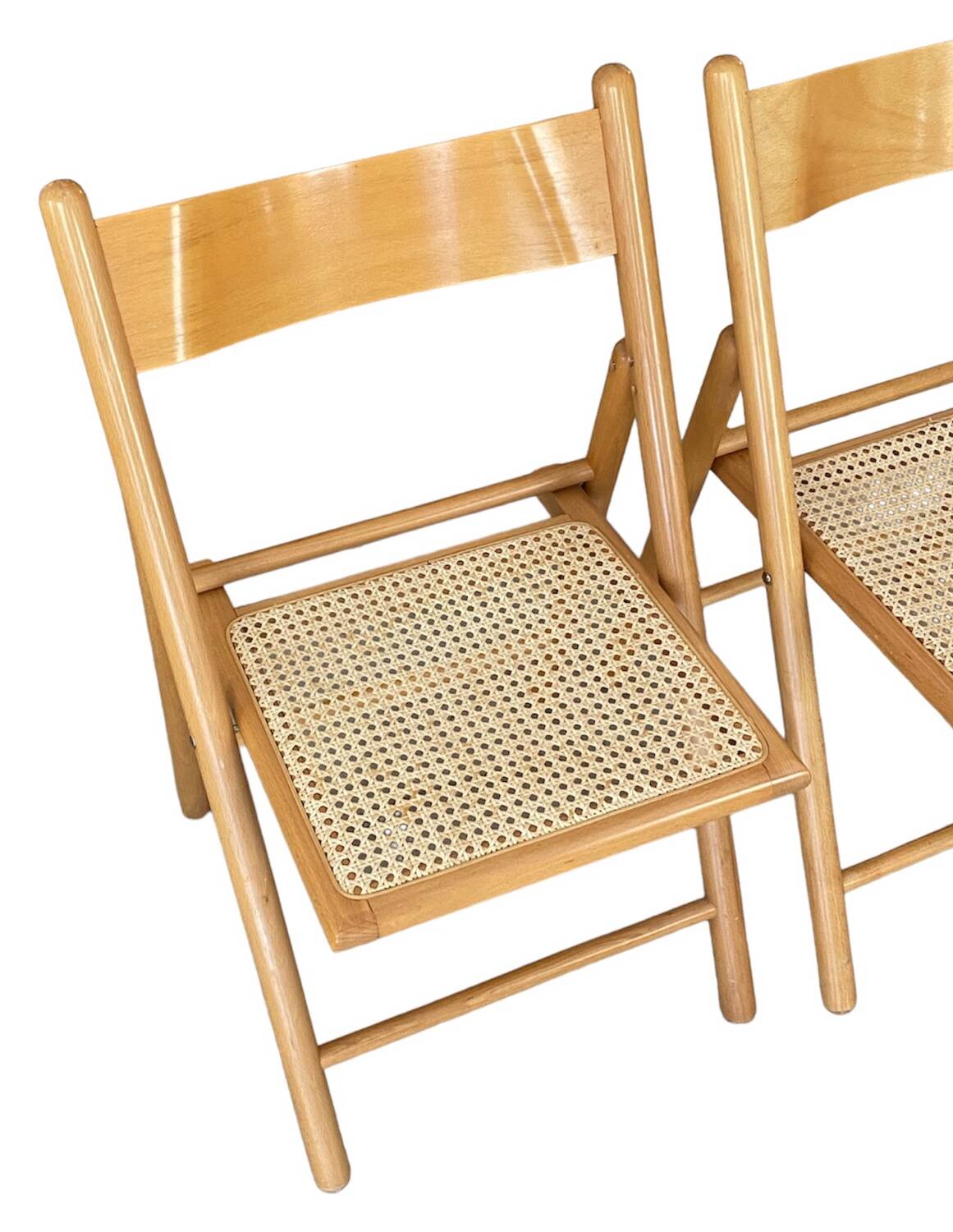 Pair of folding caned chairs