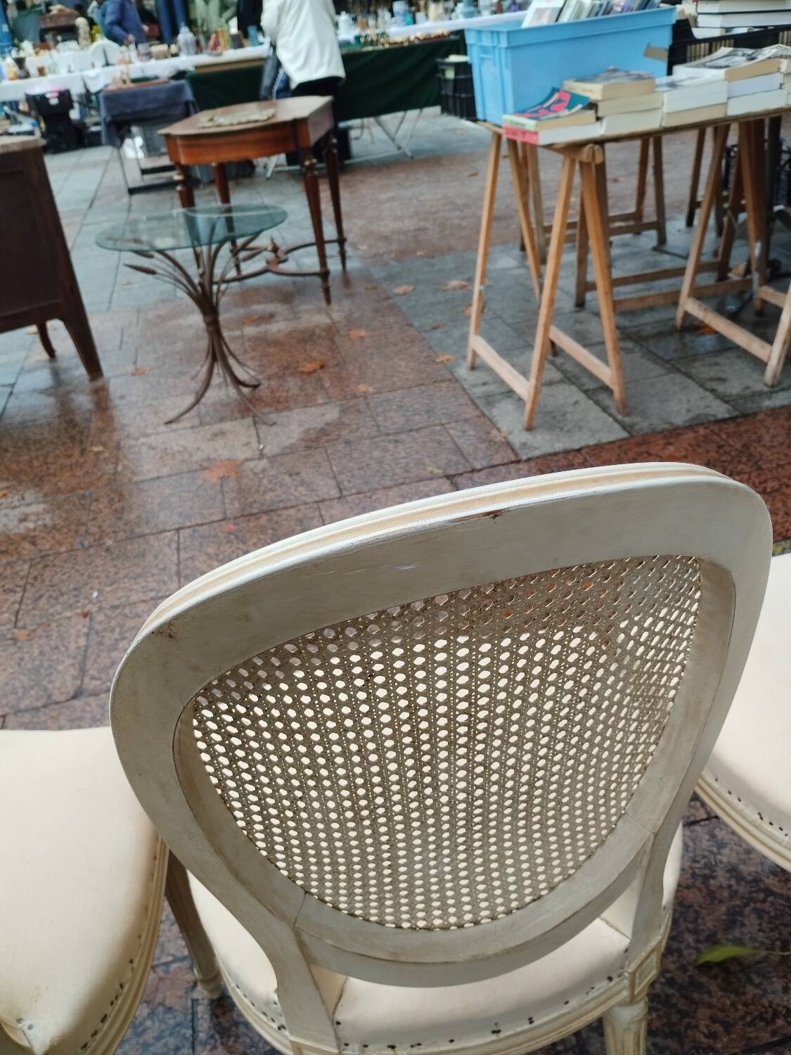 Beautiful set of six antique Louis XVI style chairs