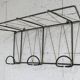 Black steel coat rack and scoubidou wire 1960