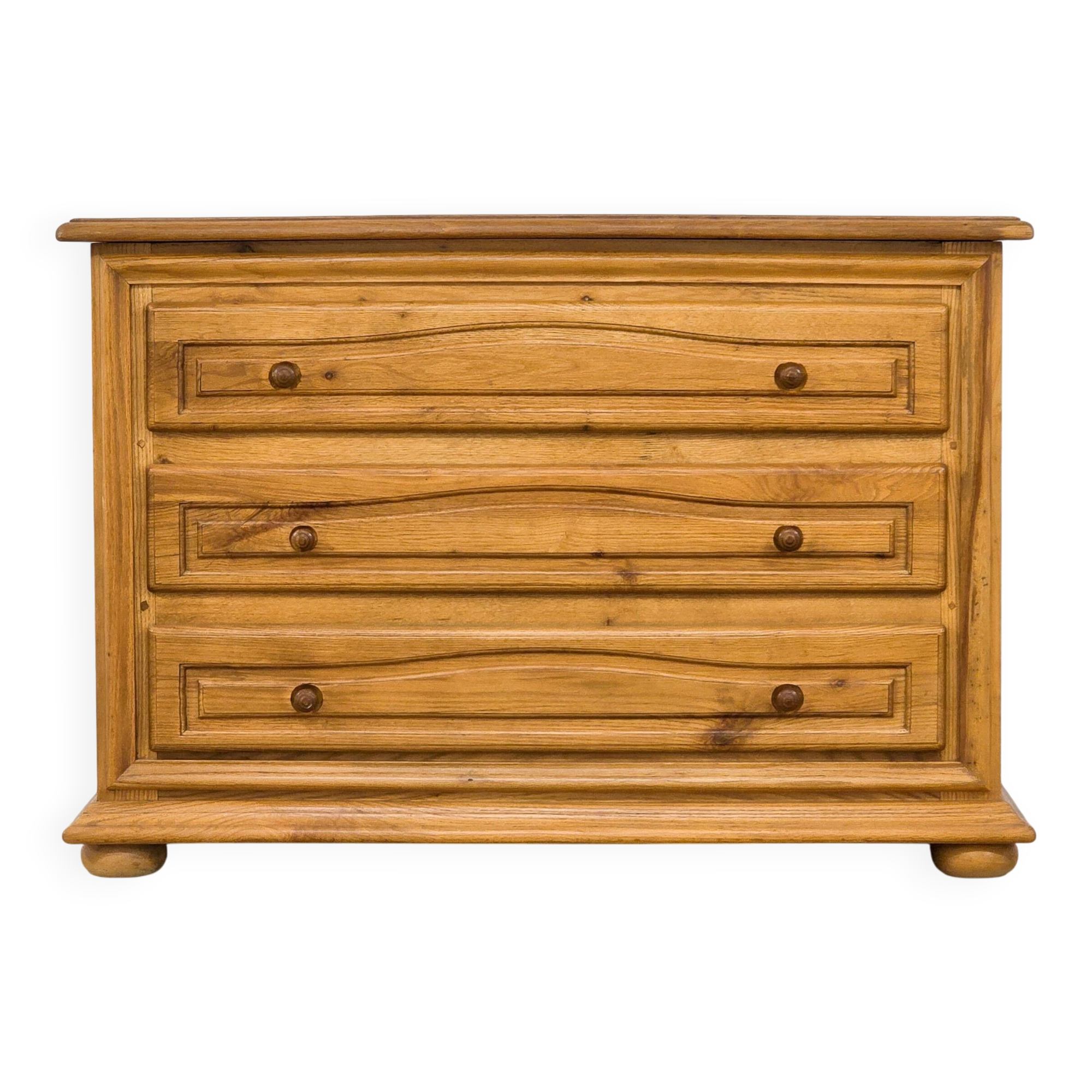 Grande commode en chêne massif des années 1970
