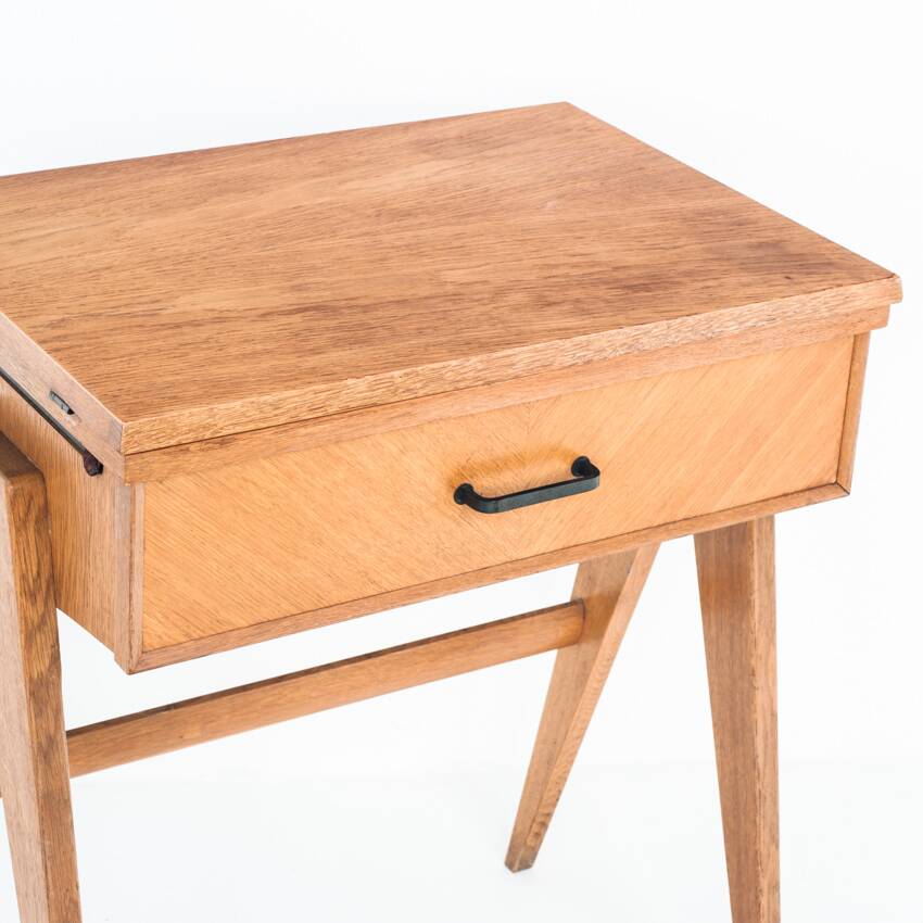 Vintage console or side table. Oak splayed legs - France 60s