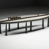 Thomas Serruys steel and stone brutalist coffee table, Belgium, 2019