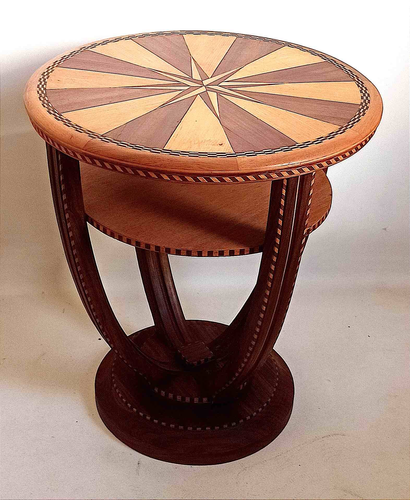 Art Deco 2-tiered pedestal table in purple rosewood, diameter 58.5 cm