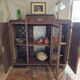 Buffet vitré Art déco en bois et marbre