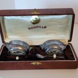 Pair of silver metal Orbrille salerons