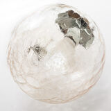 Vintage ceiling lamp in chrome metal and glass. France 1960