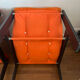 2 fauteuils en velours orange Vintage année 1974