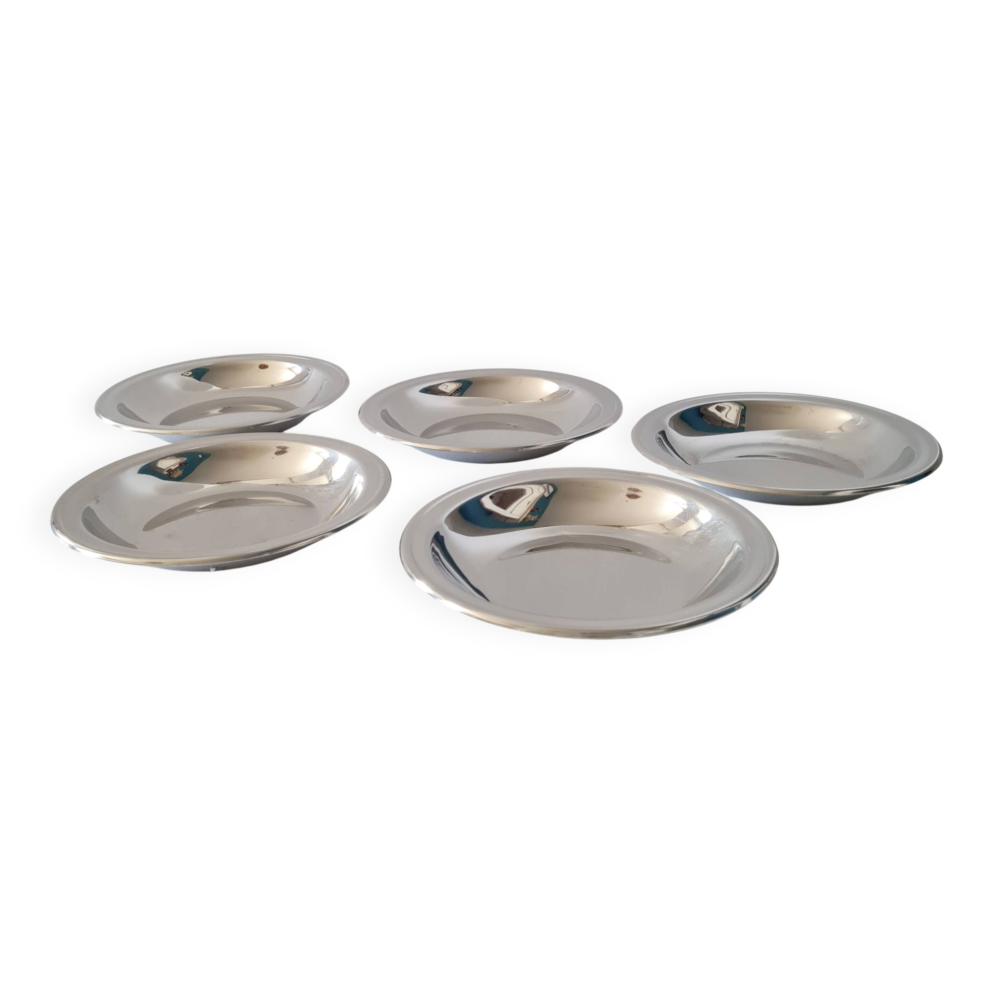 Set of 5 small stainless steel 18/10 bowls by Jean Couzon Silversmith - vintage