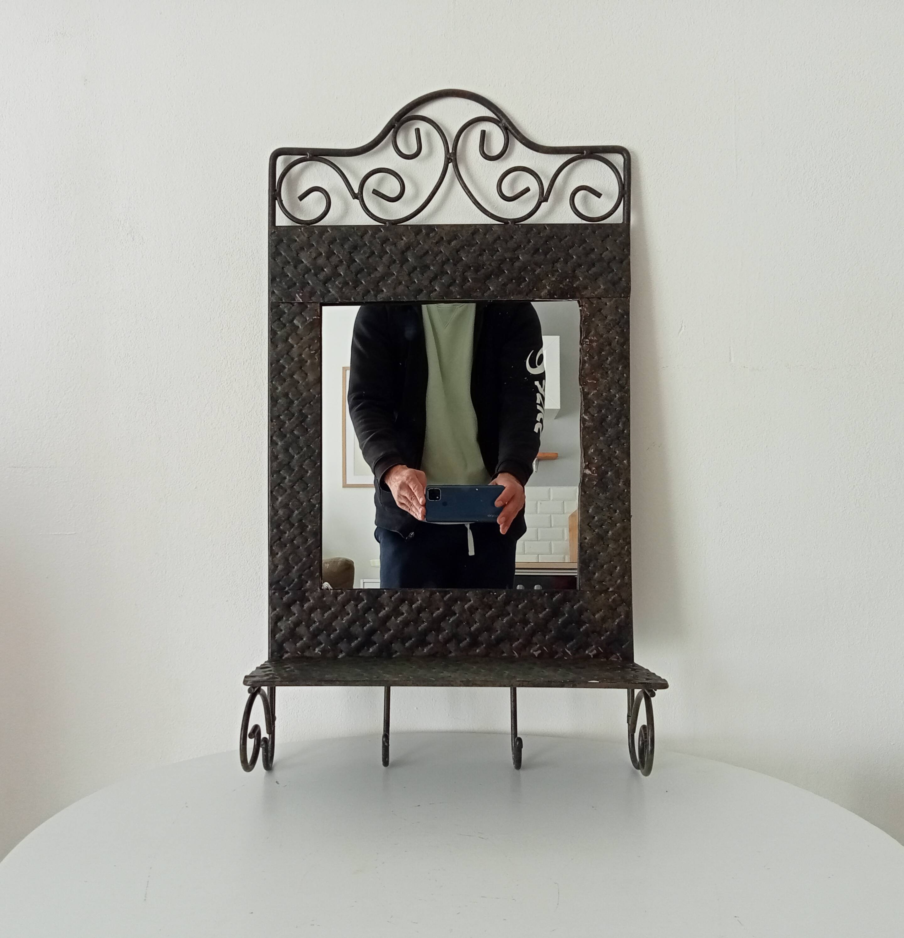 Vintage wrought iron tablet mirror