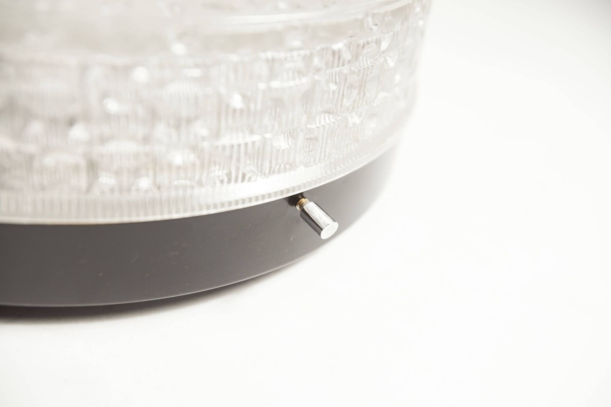 S+ Megal round ceiling light in black and opaque Swiss machined glass 90