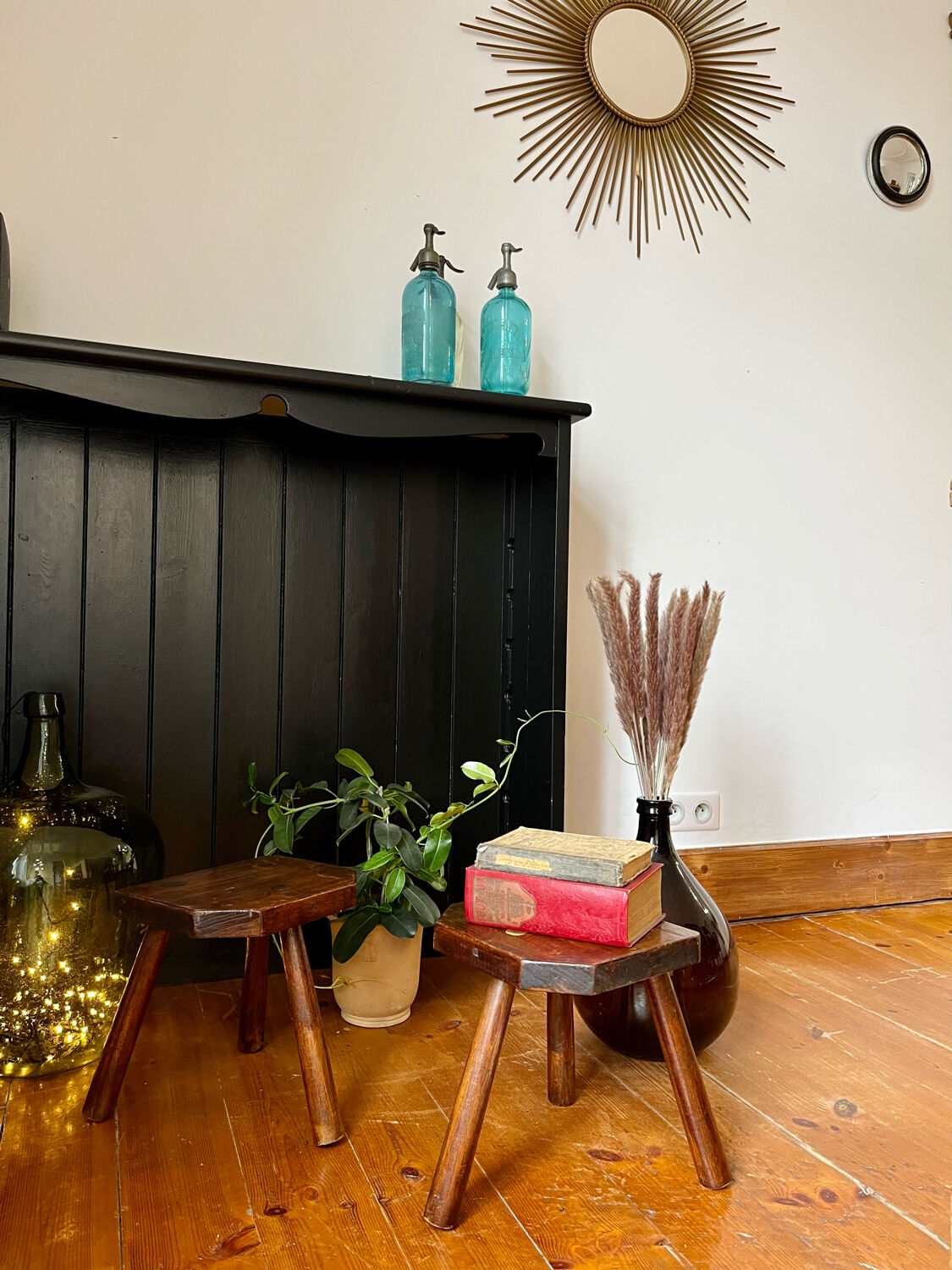 Pair of handmade tripod stools