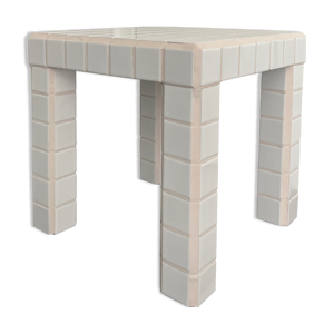 table d'appoint table basse carreaux blanc céramique joint rose pâle