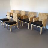 Donghia Block Island chairs 1990s original leather seats. 5 x armrests, 2 x without by John Hutton