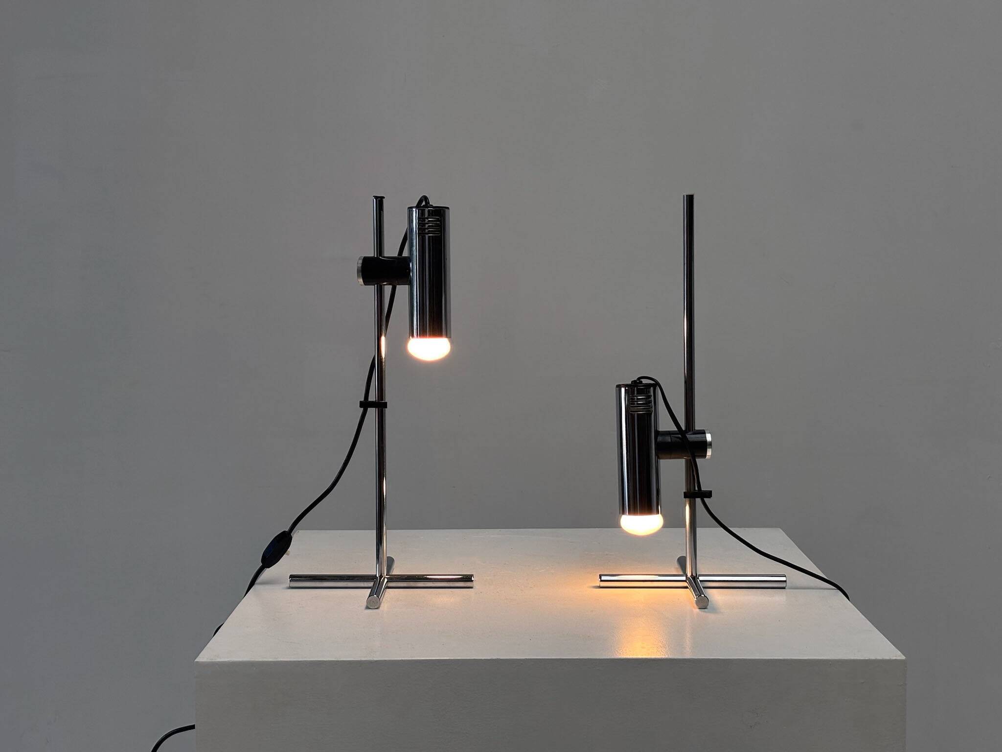 Set of two chrome table lamps by Targetti