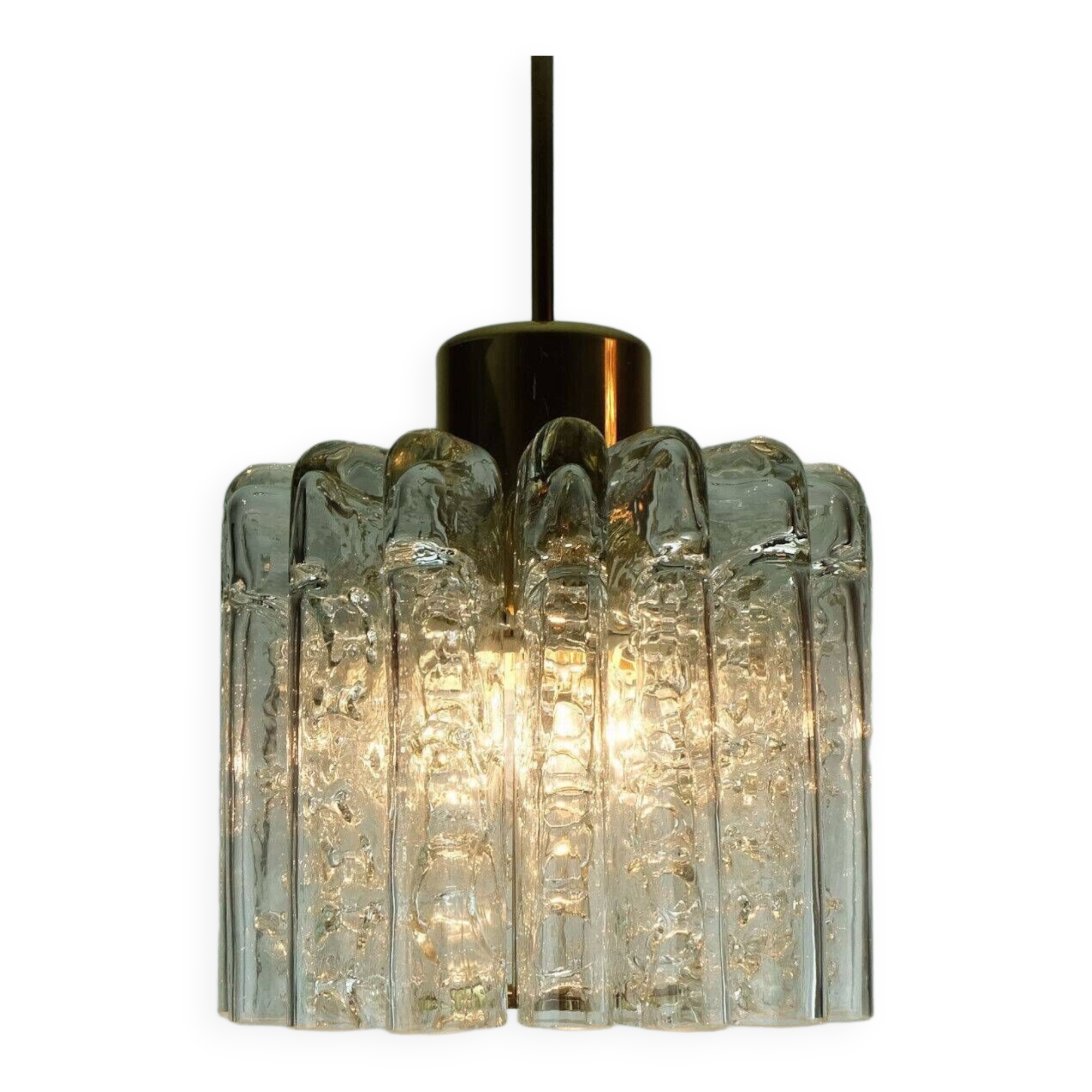 Doria mid century pendant light chandelier with 16 glass tubes 1960s