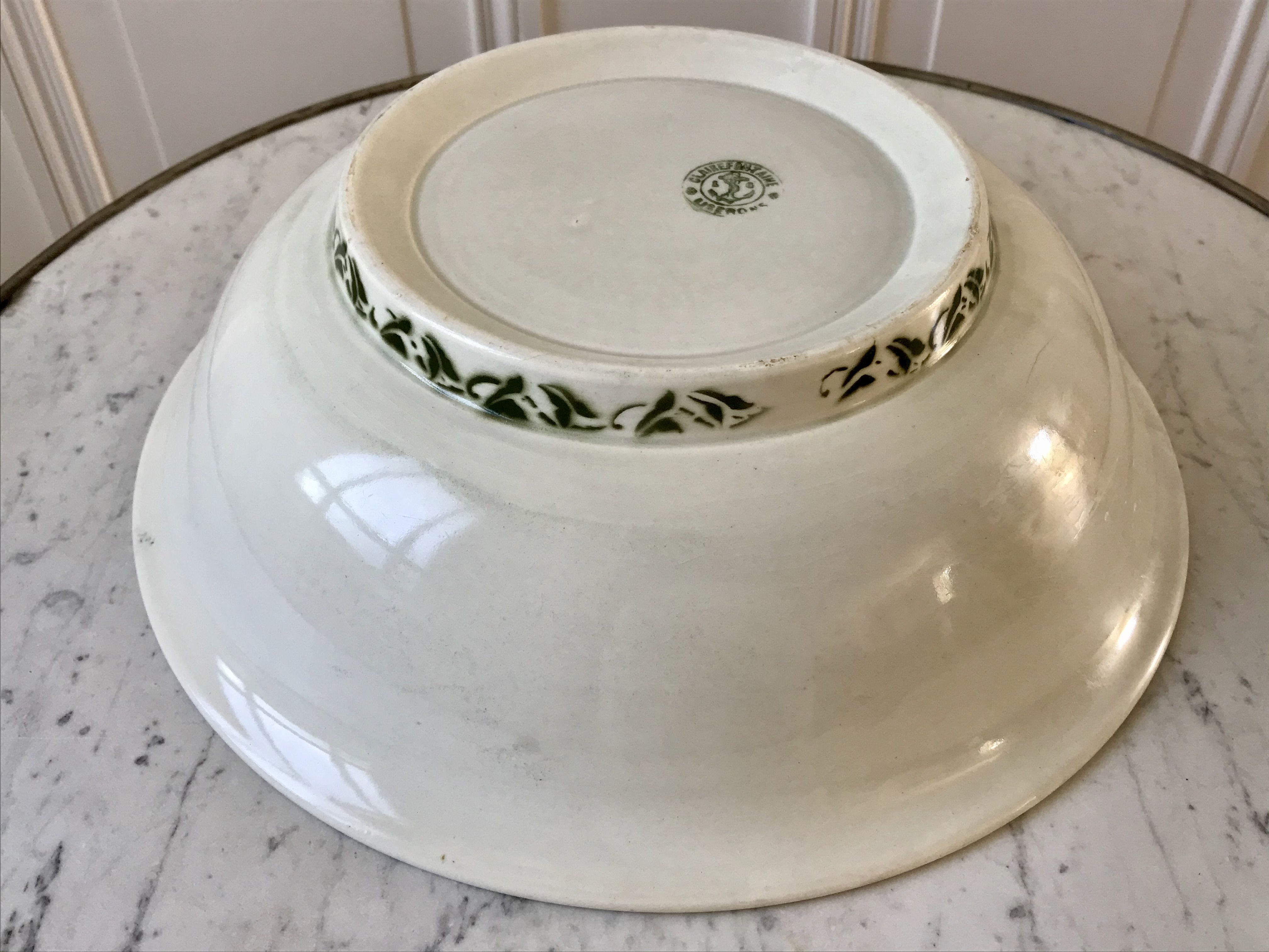 salad bowl Terre de Fer Céranord model "Clairefontaine" green 30s
