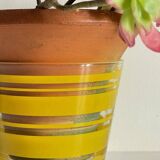 Pair of VINTAGE Silkscreened Glass Plant Pots