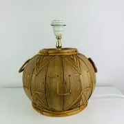 Lampe boule en osier des années 60, style Jungle Chic