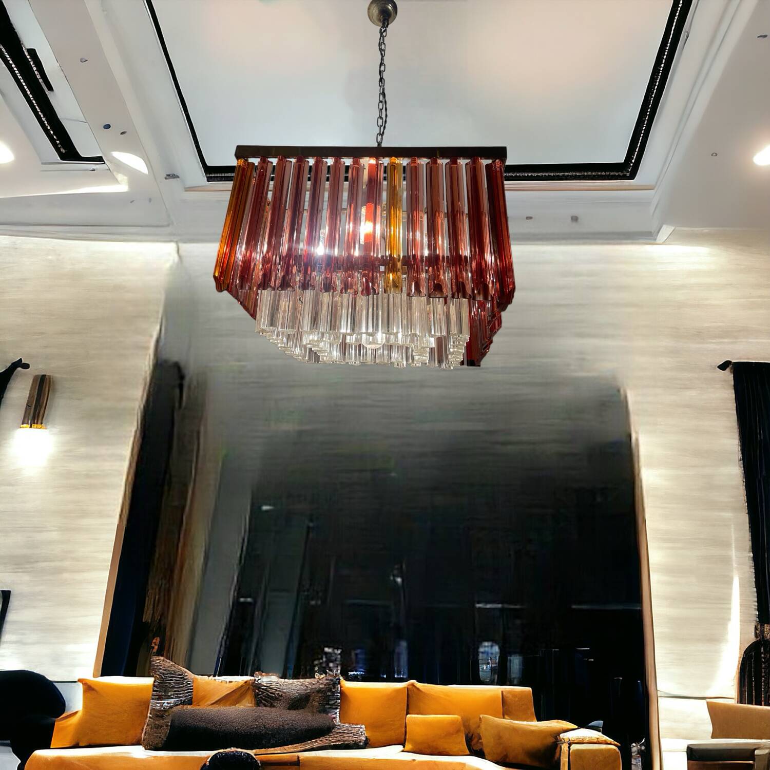 Murano Glass Prism Triedri Chandelier 1970’s