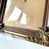 Vintage cooper & gold colored metal frame 27.5 cm  x  21.5 cm convex glass