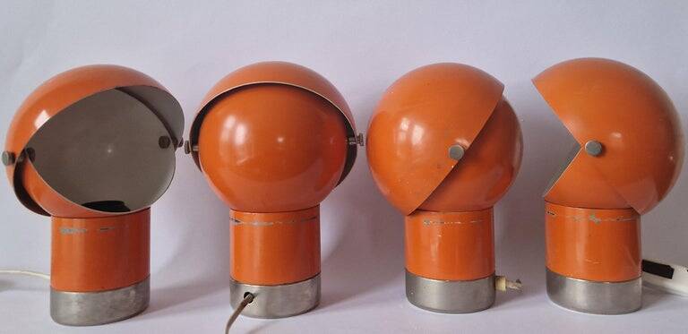 Set of Four Rare Table Lamps Astronaut Kamenicky Senov, Space Age, 1970s