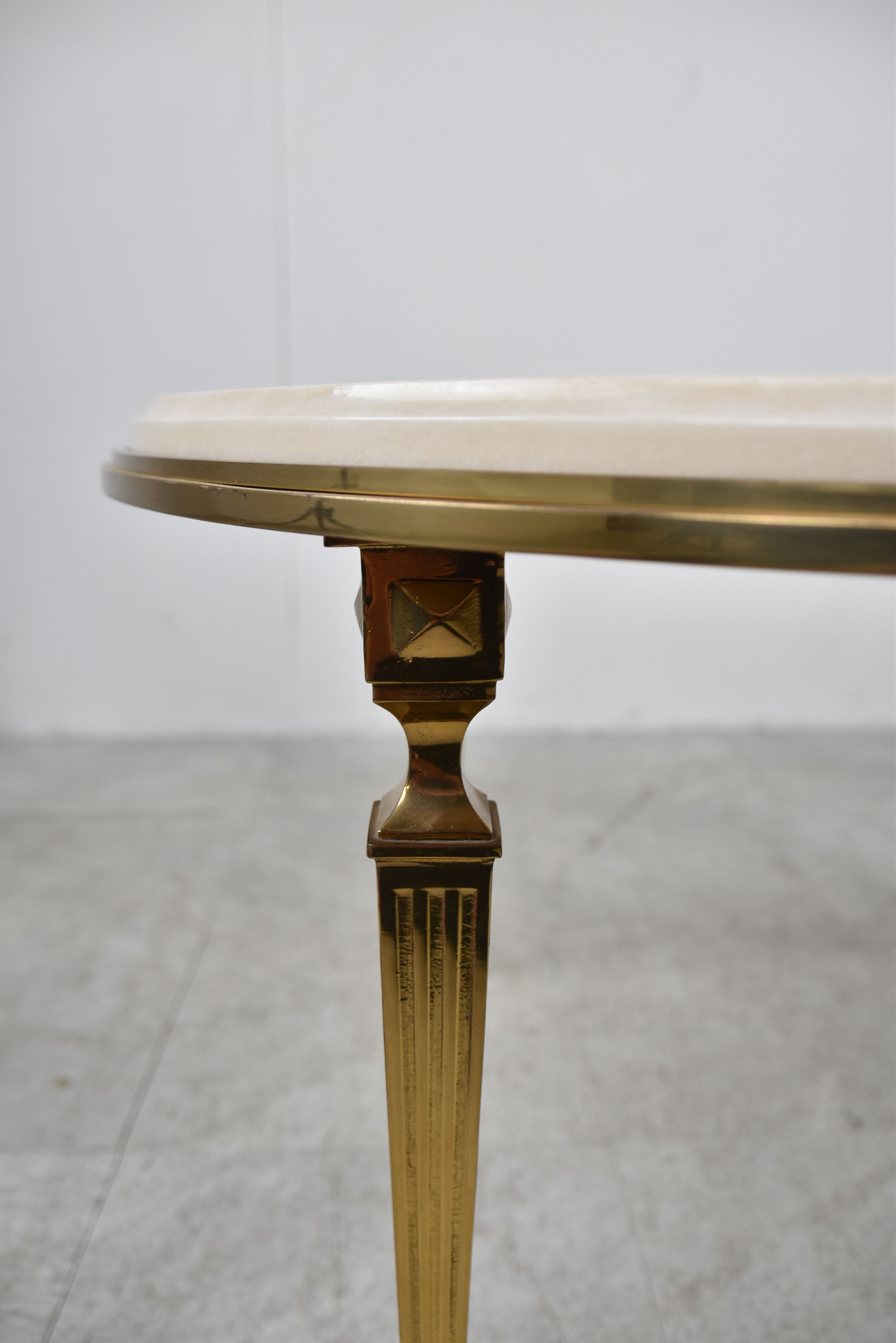 Vintage brass and white marble coffee table, 1970s