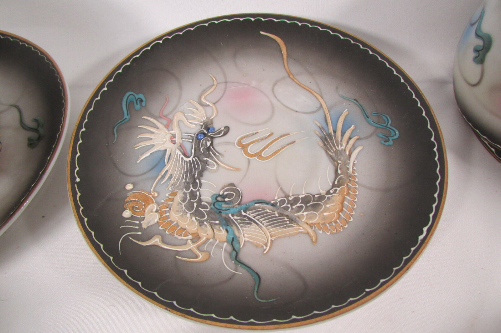 Tea set, 19 pieces, Kutani Dragonware porcelain, signed with an Eagle