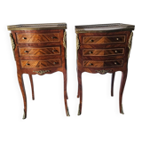 Pair of Louis XV style bedside tables in marquetry