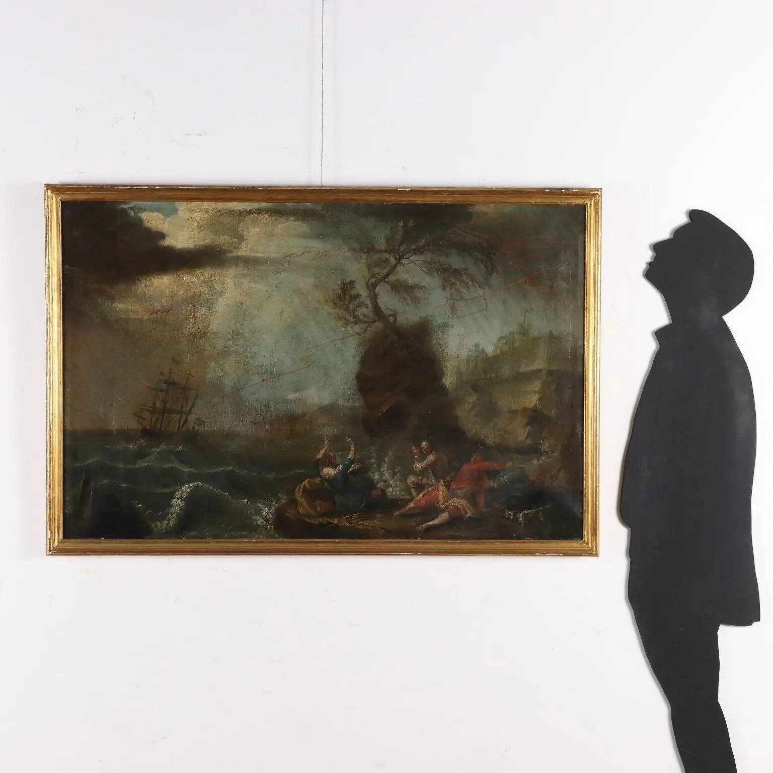 Old oil painting on canvas, French school, 18th century