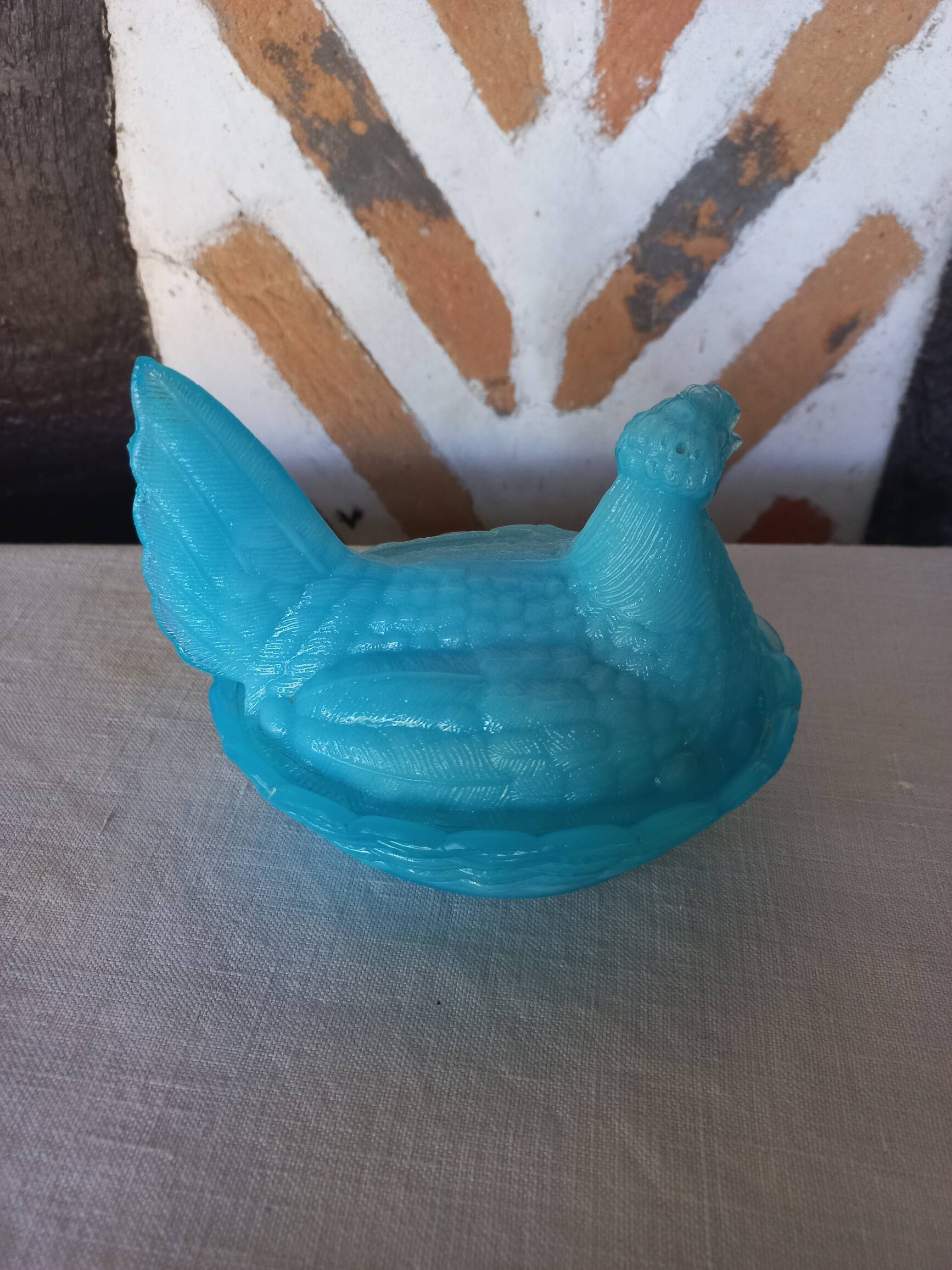 Blue opaline hen candy box