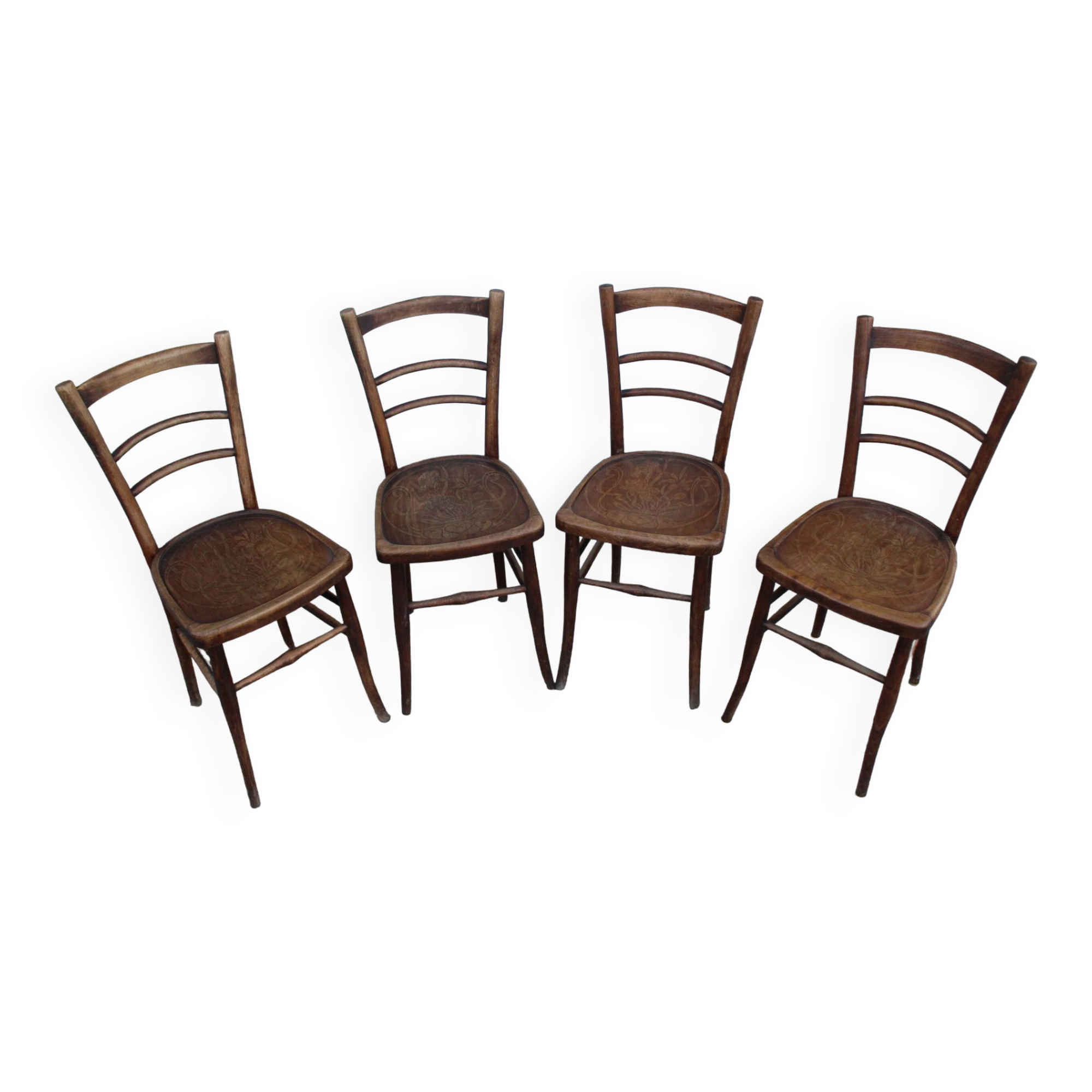 Lot de 4 chaises bistrot assises décorées