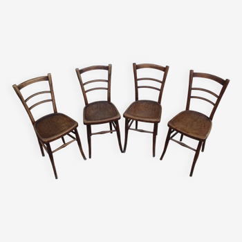 Set of 4 decorated seated bistro chairs