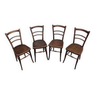 Lot de 4 chaises bistrot assises décorées
