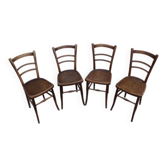 Set of 4 decorated seated bistro chairs